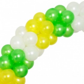 Гірлянда з повітряних кульок металік: зелений, жовтий, білий