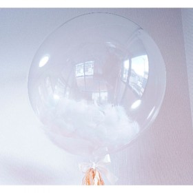 Шар Bubble с белыми перьями фото 7